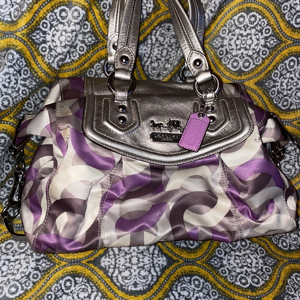 Multicolored coach satchel